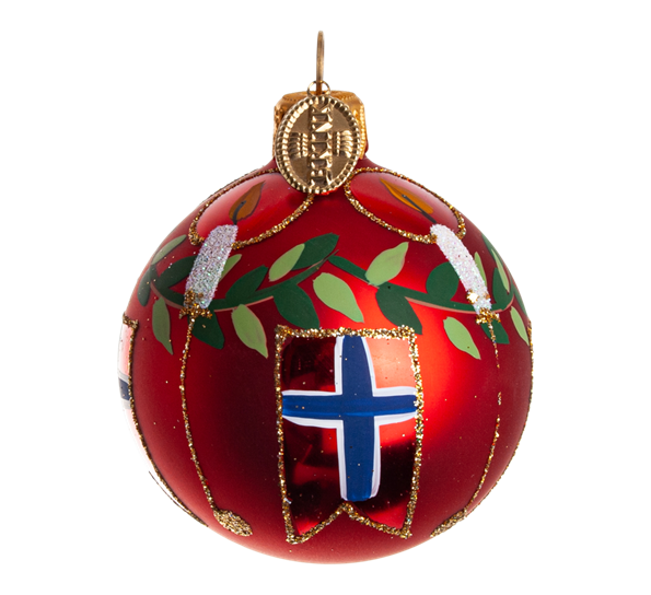 Julekule rødt norsk flagg 6cm fra Brink Nordic