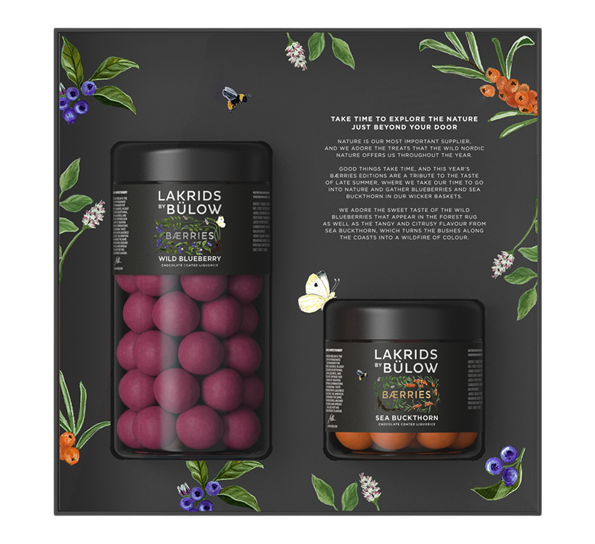 Bærries Black Box standard+liten Wild blueberry & Sea buckthorn fra Lakrids By Johan Bülow