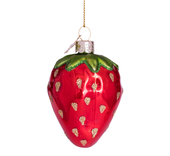 Glassornament jordbær rød H8 cm fra Vondels