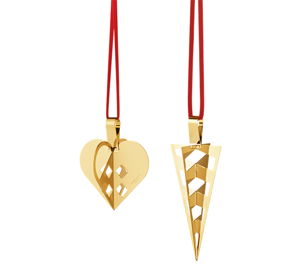 CC 2025 juleornament sett hjerte og kremmerhus gull fra Georg Jensen