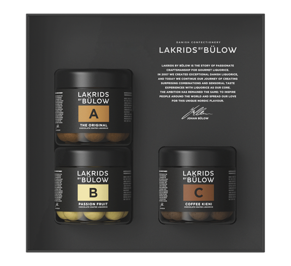 Black Box lakris 3 x liten A, B+C 375g fra Lakrids By Johan Bülow