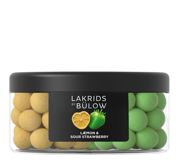Lakris stor boks mix sour strawberry 550g fra Lakrids By Johan Bülow