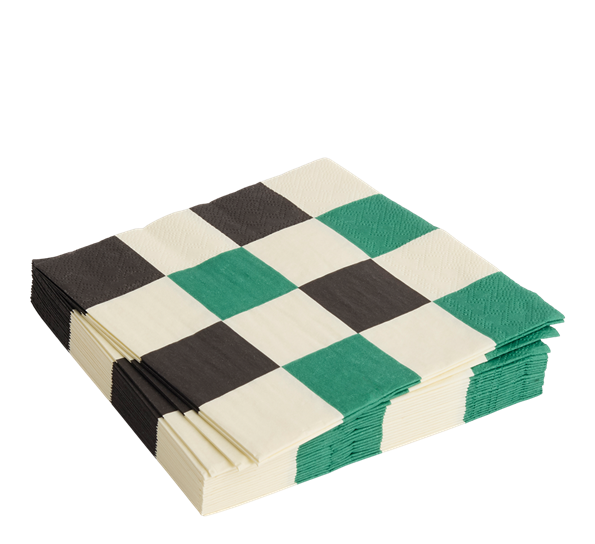 Pattern lunsjservietter ruter 20-pk offwhite grønn sort fra HAY
