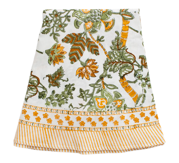 Floral duk oker Ø220cm fra Chamois