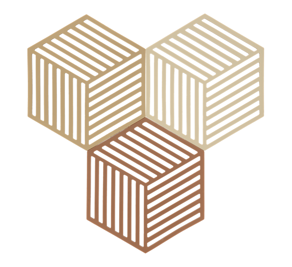 Bordskåner Hexagon 3 stk khaki varm sand mandel fra Zone