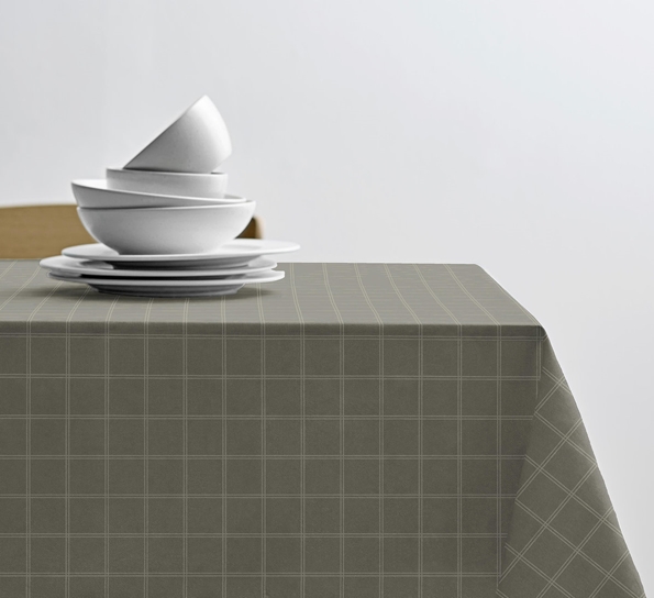 Clear damask akrylduk med antiskli khaki pr meter fra Södahl