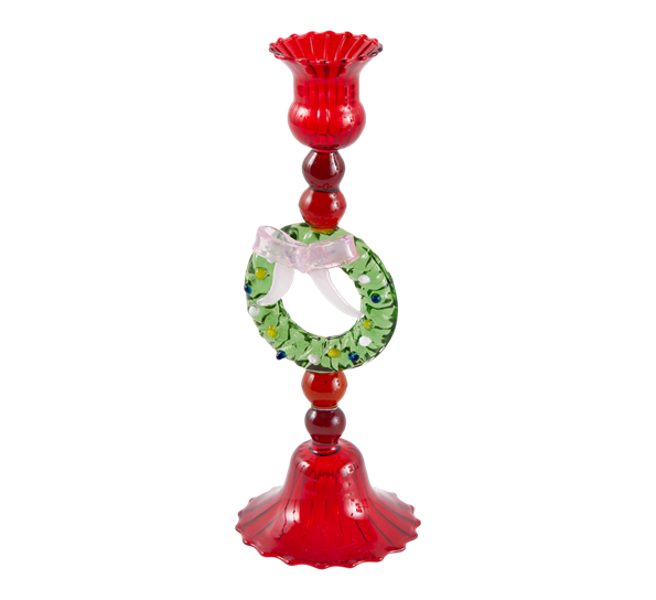 <p>Lysestake krans 22 cm rød EDG Enzo de Gasperi</p>
