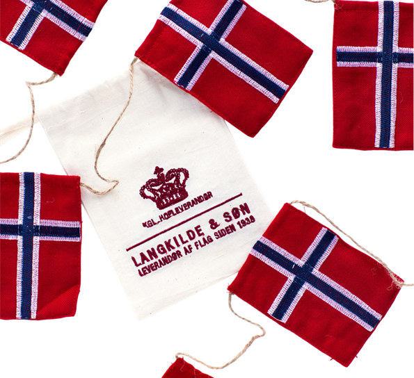 Flagglenke stor med 10 flagg fra Langkilde & Søn
