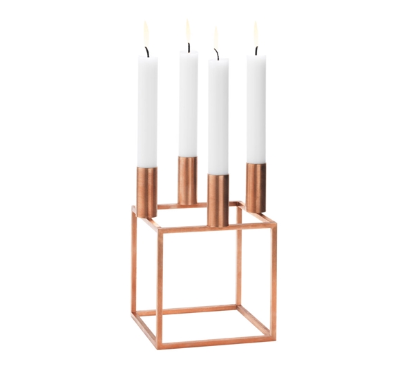 Kubus 4 lysestake kobber fra By Lassen