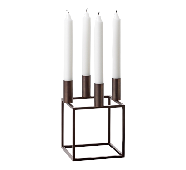 Kubus 4 lysestake burnished copper fra By Lassen