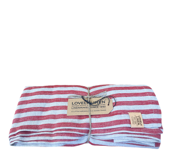 Misty linduk 145x250 cm edge Real red fra Lovely Linen