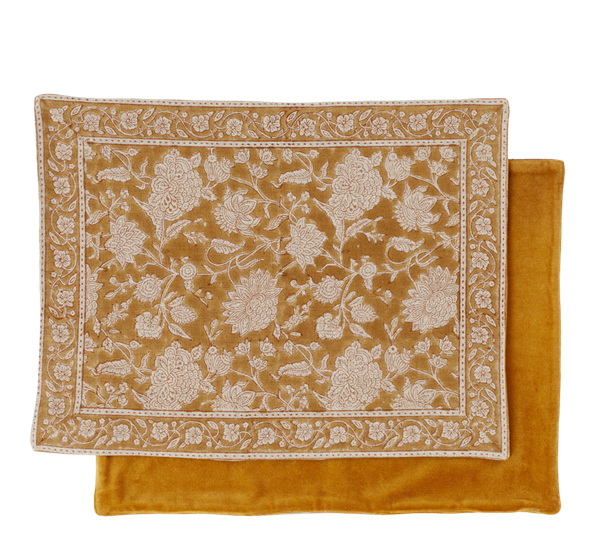 Indian Rose spisebrikke oker 37x50cm 2-pk lin og bomull fra Chamois