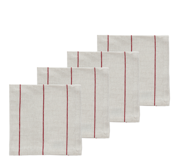 Serviett Line 4pk offwhite rød fra Södahl