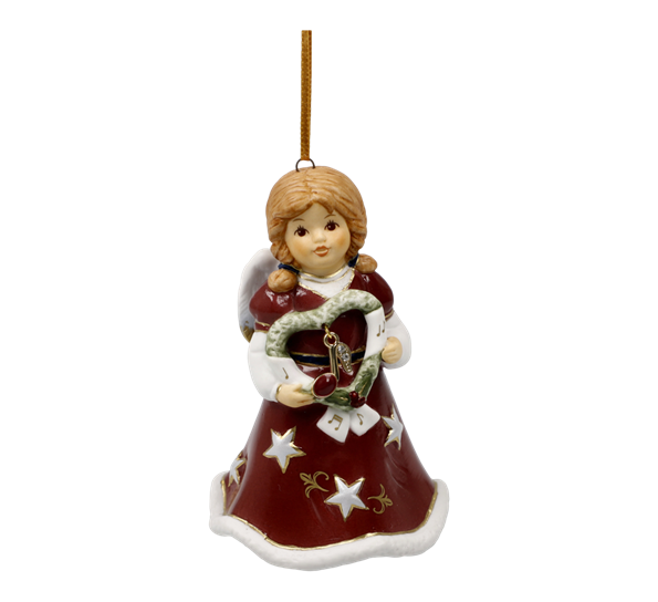 Årsklokke 2023 med Swarovski®-krystall engel Hjertelig jul 9,5 cm fra Goebel