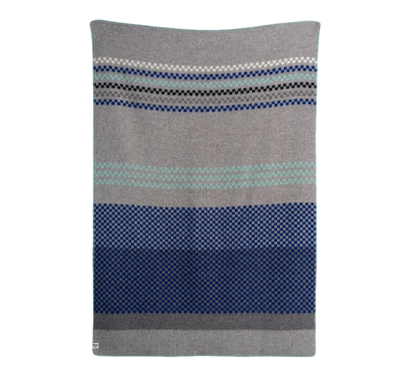 Toskaft pledd grå turkis fra Røros Tweed