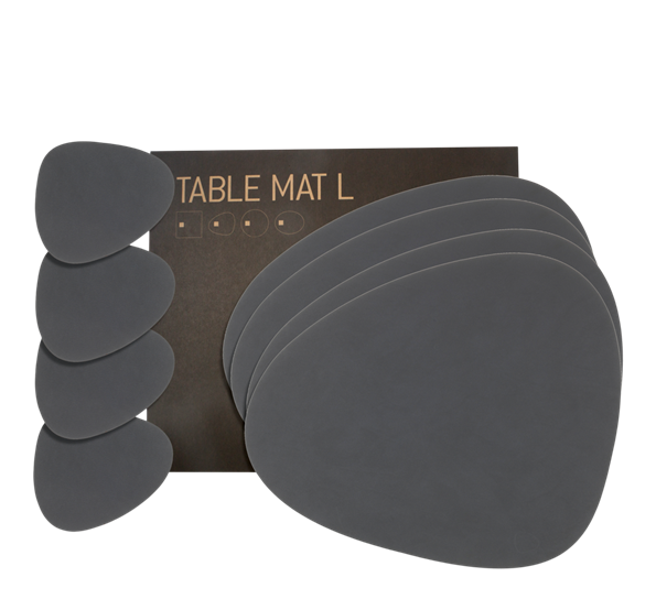 Curve Nupo 4 spisebrikker og 4 glassbrikker antrasitt Lind DNA