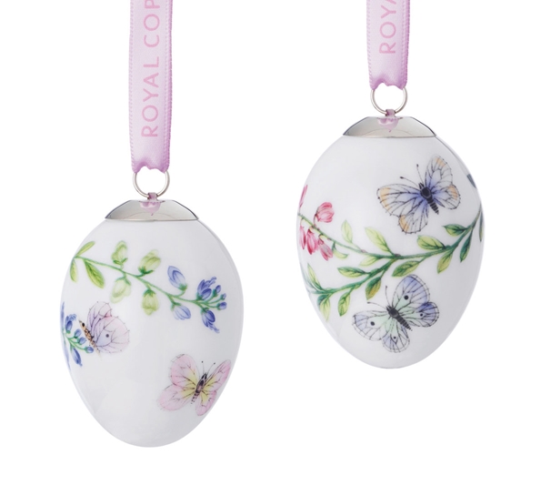 Påskeegg 2017 2Stk Rosa Og Blå Sommerfugl fra Royal Copenhagen