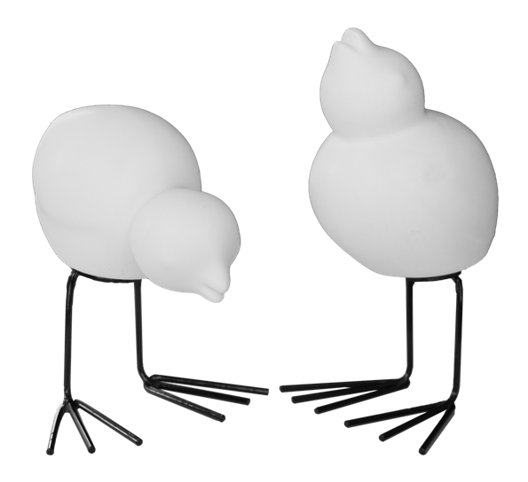 Swedish birds fugler 2-pk hvit 5 x 5cm h8cm fra DBKD