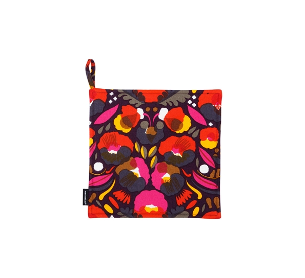 Hattarakukka grytelapp offwhite rosa oliven fra Marimekko