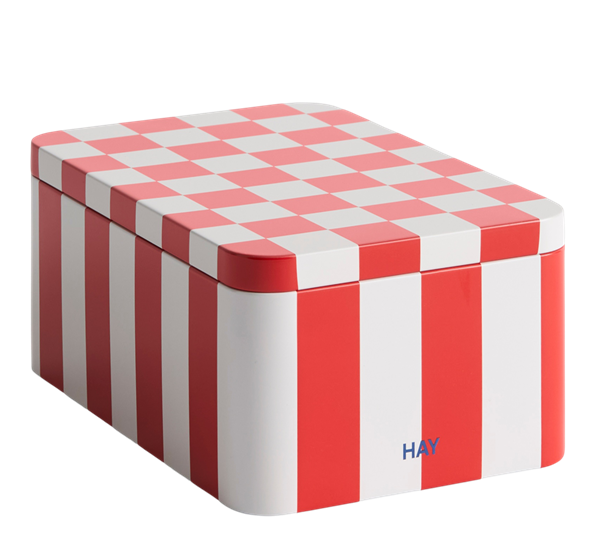 Tin oppbevaringsboks S rød offwhite HAY