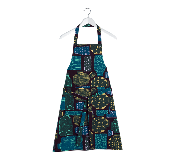 Purnukka forkle grønn rød gul fra Marimekko