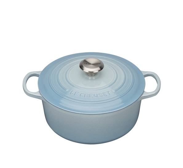 Jerngryte rund 3,3l 22cm coastal blue. fra Le Creuset