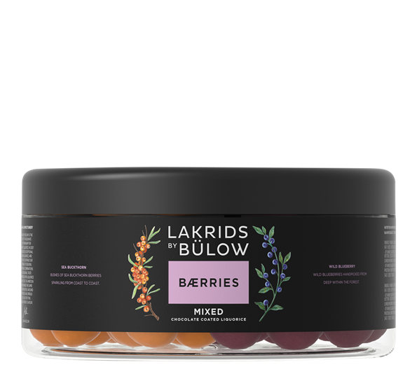Bærries lakris stor 550g blandet Sea buckthorn & Wild Blueberry. fra Lakrids By Johan Bülow