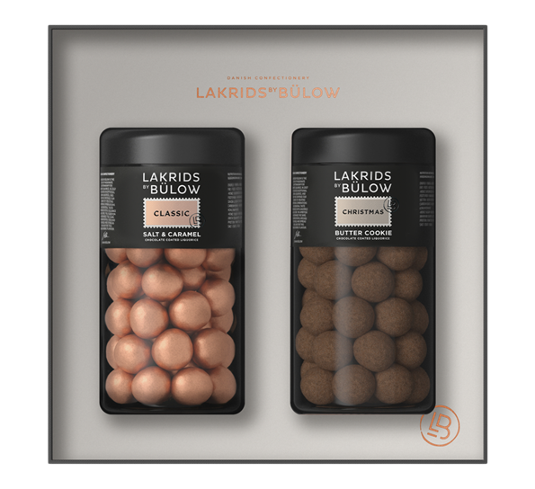 Christmas & Classic lakris Black Box 2x standard 590g fra Lakrids By Johan Bülow