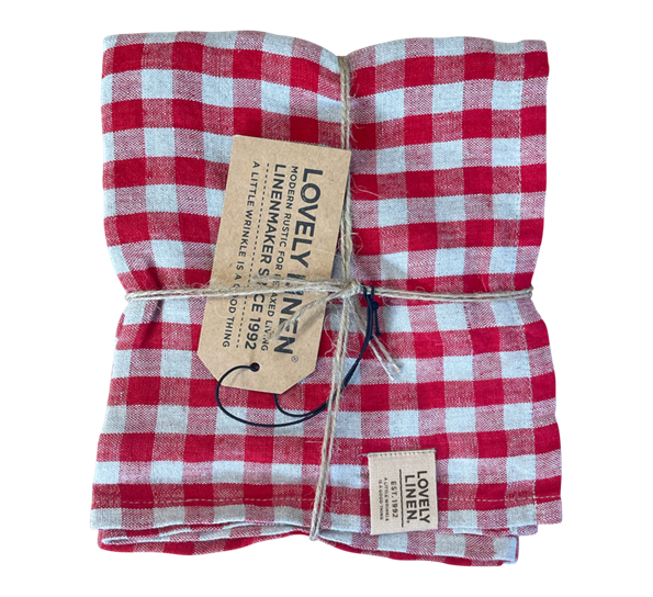 Misty kjøkkenhåndkle 50X70 cm square Real red fra Lovely Linen