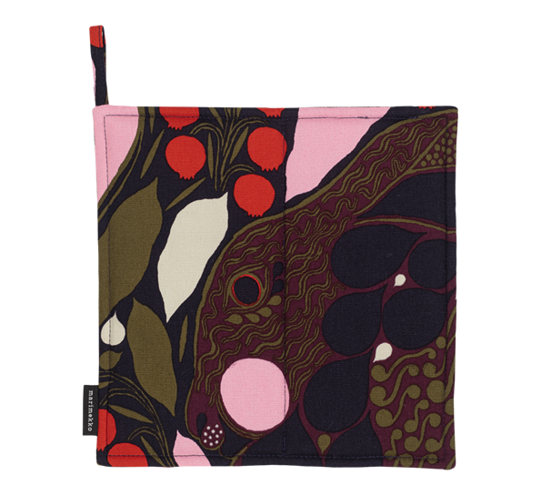 Pieni Rusakko gryteklut mørkeblå rød brun fra Marimekko