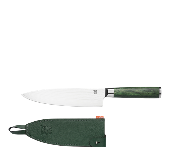 Skarvet kokkekniv 20 cm grønn fra Øyo