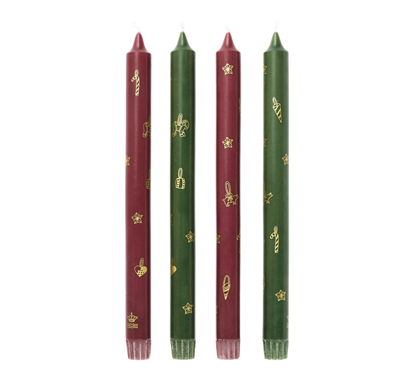 Stjerneriflet Jul kalenderlys 4-pk 28 cm rød grønn Royal Copenhagen