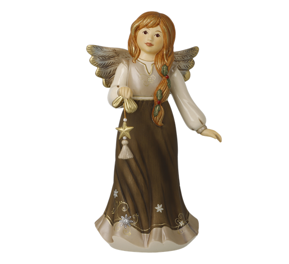 Walnut engel Twinkly Christmas Star med Swarovski®-krystall 26 cm fra Goebel