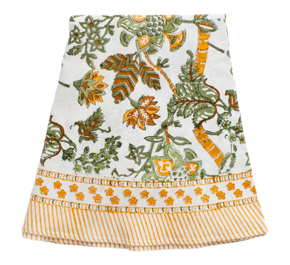 Floral duk oker Ø220cm fra Chamois