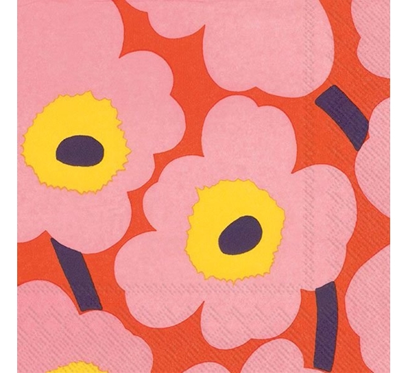 Marimekko Unikko Rose oransje lunsjservietter Ihr