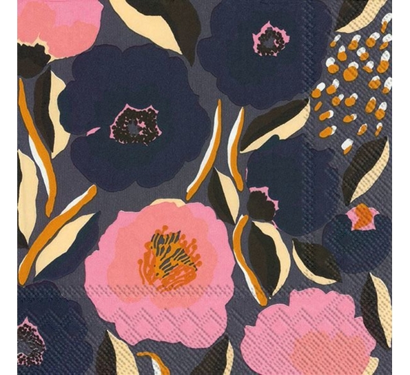 Marimekko Rosarium blå Rose lunsjservietter Ihr