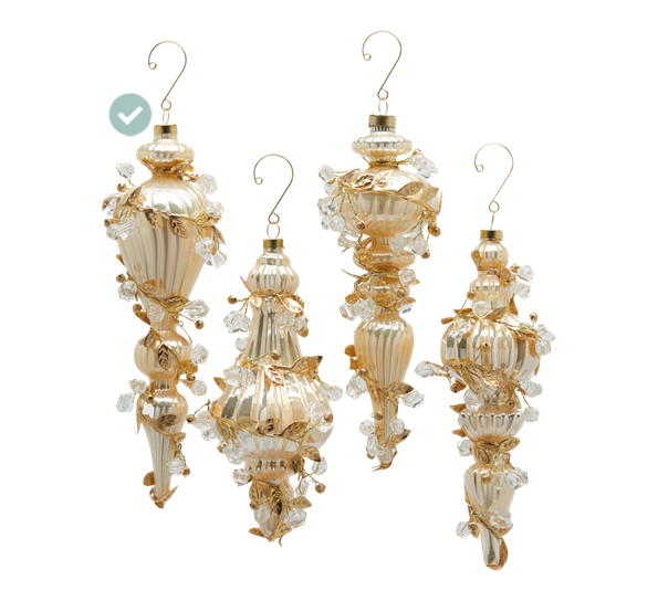 Julekule barokko 24 cm hvit gull 1 EDG Enzo de Gasperi