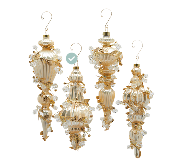 Julekule barokko 24 cm hvit gull 2 EDG Enzo de Gasperi