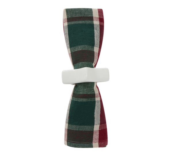 Checked serviett lin- og bomull grønn rød beige 50x50 cm Lexington