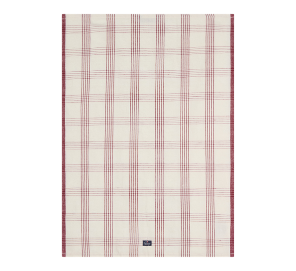 Checked kjøkkenhåndkle lin- og bomull hvit rød 50x70 cm Lexington